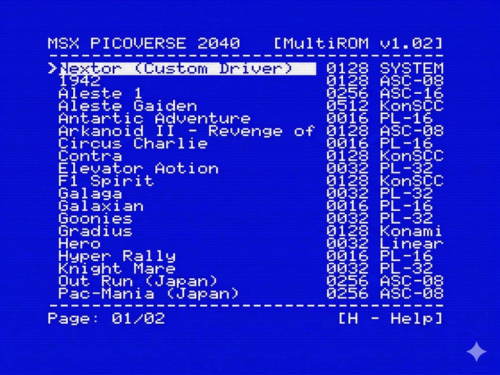 PicoVerse 2040 MultiROM menu
